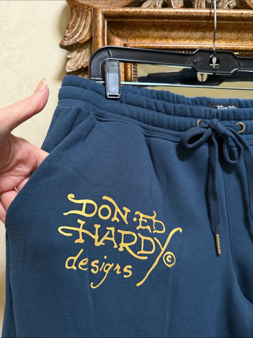 Ed Hardy Women’s Blue Drawstring Wide-Leg Sweatpants. Size L. - Picture 14 of 15
